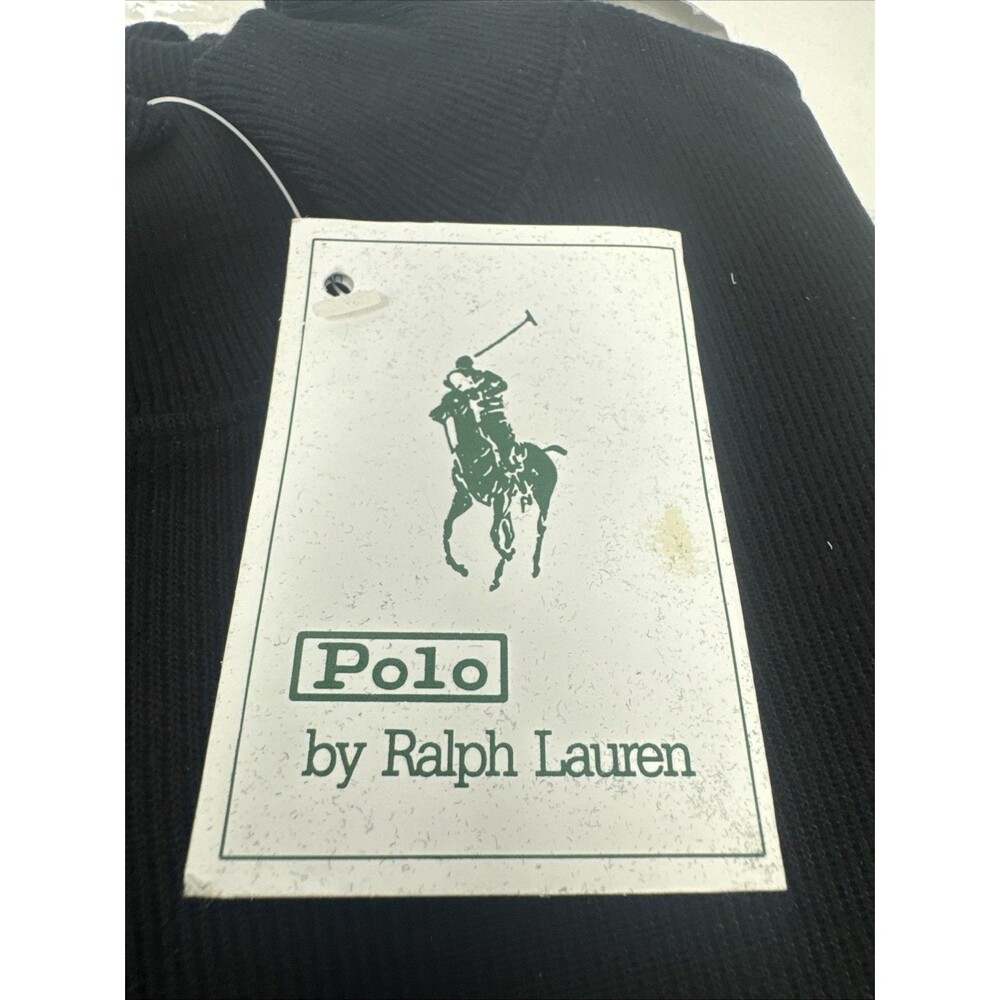 Polo Ralph Lauren Long Sleeve Mock Shirt Turtleneck Black Men's 90s 2XL NEW vgt - Picture 4 of 8